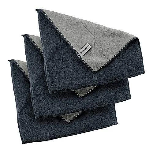 Kochblume 1-3-5-10er Set | Microfasertuch Putztuch 30 x 30cm, Aufnahmefähigeit bis ca. 300 ml | In der bunten Box (anthrazit-grau, 3er Set)