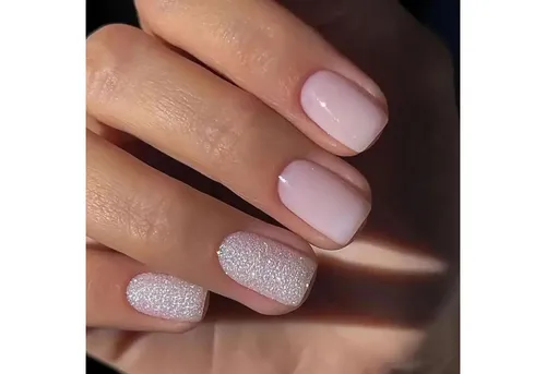 LuxusKollektion Kunstfingernägel 24 Press on Nägel Kurz Glitzer Rosa French Künstliche Nägel Glossy
