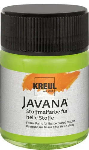 KREUL 91913 - Javana Stoffmalfarbe für helle Stoffe, 50 ml Glas in maigrün, geschmeidige Farbe auf Wasserbasis mit cremigem Charakter, dringt fasertief ein, waschecht nach Fixierung