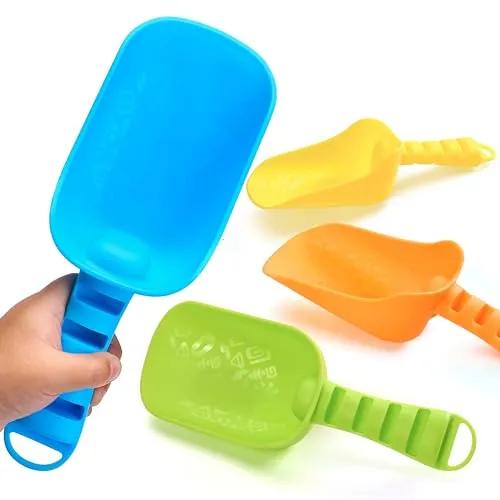 Sloosh Strandsandschaufeln für Kinder – 4 Pack Bunte Schaufeln, Reisesandspielzeug für Kleinkinder, ideal zum Buddeln im Freien