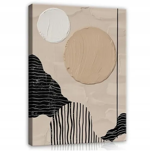 WallArena - Leinwand Bilder Abstrakt Mond - 30x40 cm Leinwandbilder - Bild auf leinwand - Wandbild XXL groß Wandbilder für Wohnzimmer Schlafzimmer Wohnzimmerbilder Modern kunstdruck - Geometrisch Boho