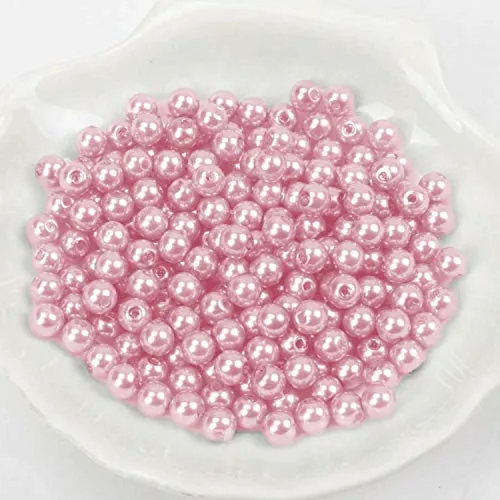  Perlen/Bastelperlen - 30 Farben mit Loch zum basteln Traumfänger Wachsperlen Kreuz Zubehör Deko Mix Set groß und klein fädeln Armband Schlüsselanhänger Acryl bunt Schmuck 6mm / Rosa hell