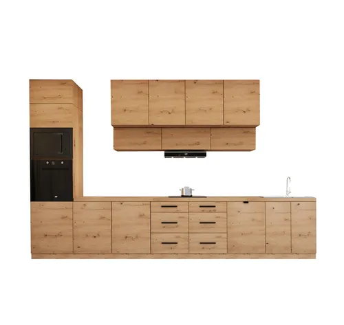 Küchenzeile Artisan Eiche 440 cm – Modern und funktional - Moderne Küchenzeile in eleganter Artisan Eiche, ideal für optimale Organisation. Mit durchdachten Stauraumlösungen und Schubladen für schnellen Zugriff auf Küchenutensilien. Perfekt für jeden Kochliebhaber!