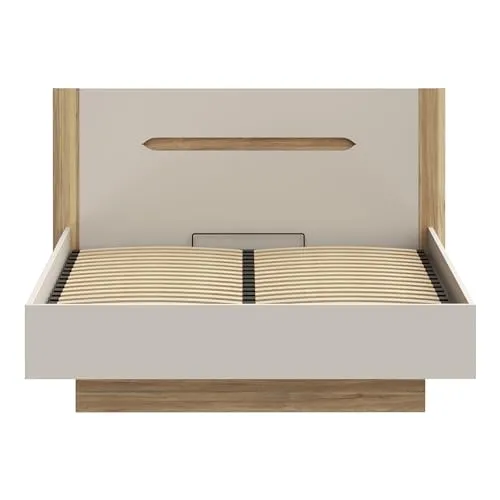 Forte EDWAL Bett 160 cm mit Stauraum - Modernes Bettgestell mit praktischem Stauraum unter dem Lattenrost – ideal zur Aufbewahrung von Bettwaren. Harmonisches Design in Kaschmir & Holzdekor für ein stilvolles Schlafzimmer.