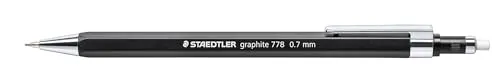 STAEDTLER graphite Druckbleistift 778, schlanke Sechskantform, Linienbreite 0.7 mm, Spitze und Clip aus Metall, 10 Druckbleistifte in der Kartonfaltschachtel,778 07-9