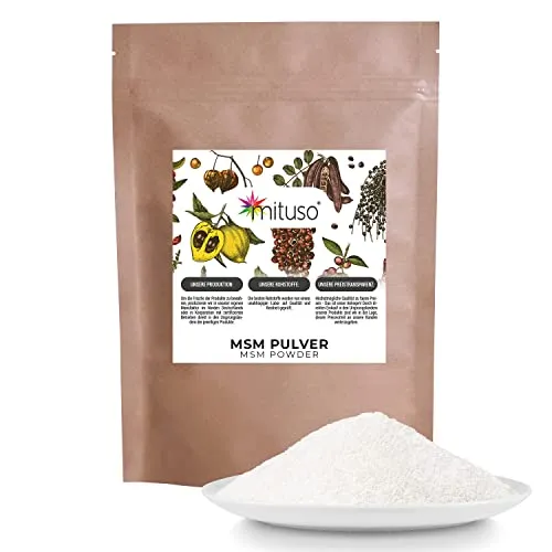 Mituso MSM Pulver 400g - 99,9% Methylsulfonylmethan, feiner & organischer Schwefelpulver - MSM powder zum Mischen in Wasser, Saft & Smoothies - ohne Zusätze, glutenfrei & non-GMO | mituso