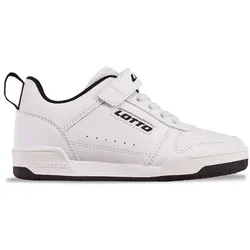 Lotto Unisex Kinder Sneaker, White Black, 28 EU - Sneaker für Kinder mit elastischer Schnürung und Klettverschluss für einfachen Einstieg. Hoher Komfort dank Mesh-Zunge und Fersenband, ideal für aktive Kids.