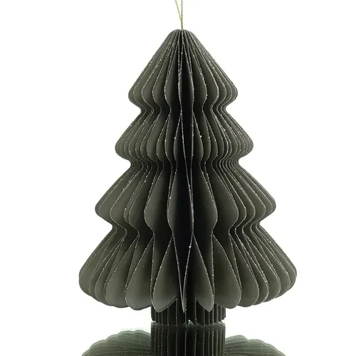 Kaemingk Weihnachtsanhänger Tannenbaum Grau Glitter & Aufhänger 8 cm - Papier