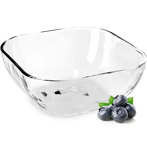 KADAX Glasschüssel, eckige Obstschale aus robustem Glas, Salatschüssel in 3 verschiedenen Größen, Spülmaschinenfeste Glasschale, transparente Snackschale für Obst (13.5cm, 2, stück)
