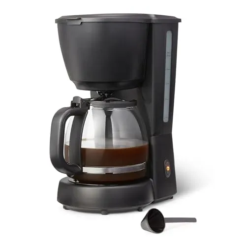 Amazon Basics Filterkaffeemaschine, 1,25 l Glaskaraffe / 10 Tassen, schwarz