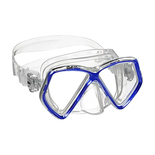 Mares Aquazone Pirate - Kinder Taucherbrille, Blau Transparent - Ergonomische Zweiglasmaske aus Silikon für Kinder mit leicht angewinkelten Linsen für optimale Sicht und EZ Adjust-Schnallen für einfache Anpassung.