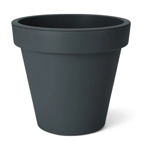 Spetebo Kunststoff Pflanzkübel S klein - 30 cm/anthrazit - Blumenkübel rund für Außen und Innen - Garten Pflanztopf Blumentopf Pflanzgefäß Übertopf