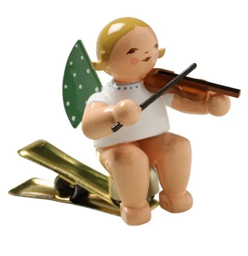 Wendt & Kühn Engel mit Geige, auf Klemme - Figuren, handgefertigter Engel mit Geige, ideal als liebevolles Geschenk oder zur Dekoration.