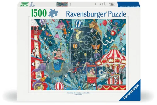 Ravensburger Puzzle 12000797 - Willkommen beim Zirkus - Klassisches 1500 Teile Puzzle für Erwachsene und Jugendliche ab 14 Jahren, mit handgefertigten Stanzmessern und reflexfreiem Bild für ein tolles Puzzlerlebnis. Ideal als Geschenk oder zur Wanddekoration.