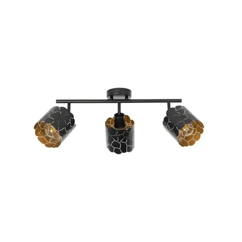 Lindby Deckenstrahler Aralena, 3 x 15 W LED - Strahler aus Metall in elegantem Schwarz und Gold, dreiflammig und individuell mit E27-Leuchtmitteln bestückbar für stilvolle Beleuchtung.
