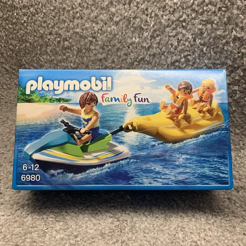 Playmobil 6980 - Aqua Scooter mit Bananenboot - Plüschtiere & -figuren, ideales Spielset für aufregende Wasserspaß-Abenteuer im City-Thema, neu und originalverpackt.