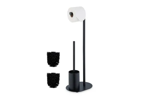 relaxdays WC-Garnitur aus Metall, Schwarz in schwarz von Relaxdays