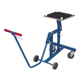 Variofit Tisch-Heberoller sw-490.001 - Stahl Tisch-Heberoller für ergonomisches Transportieren von Tischen bis 100 kg Tragkraft. Mit automatischer Arretierung und pulverbeschichteter Oberfläche in RAL 5010, ideal für den Einsatz in Werkstätten.
