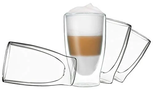Feelino Thermoglas DUOS 400 ml - Doppelwandiges Glas - Doppelwandige Gläser aus Borosilikat, hitze- und kältebeständig, ideal für Espresso, Tee oder Aperitifs. Spülmaschinenfest und elegantes Design für jeden Haushalt.