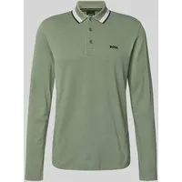 BOSS GREEN Langarm-Poloshirt Plisy mit Streifen am Kragen in Grün XXXL - Herren-Shirts, pflegeleichtes Poloshirt aus 100% Baumwolle mit modischen Streifen am Kragen für einen lässigen Look.