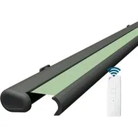 Eclipse Markise Elektrische Kassettenmarkise Gelenkarm Vollkassettenmarkise Basaltgraue Kassette, Markisenmaße 2.0x1.5 m, Tuchfarbe Linde