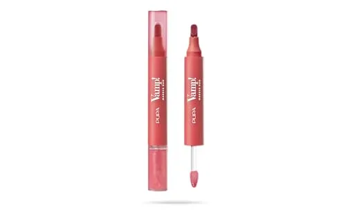 Pupa Vamp! Marker Duo Lippenstift + Lipgloss mit Hyaluronsäure – 3-in-1 zum Definieren, Ausfüllen & Färben, Lippen-Contouring – Erhältlich in 9 Farbvarianten (004 Spicy Raspberry)