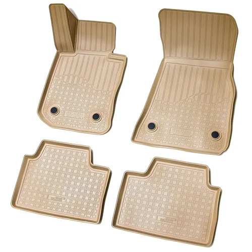 3D Gummi Fussmatten für BMW 3er G20 G21 | Ab 2019 | Beige mit Rand - Hochwertige Fußmatten aus Gummi, abwaschbar und passgenau. Ideal für den Innenraum Ihres BMW 3er, robust und mit hohem Rand für optimalen Schutz.