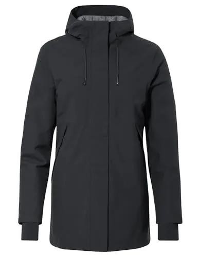 Vaude Women's Coreway Parka - Wetterfester Damen-Parka Gr 46 schwarz - Funktionsjacken für Damen, ideal für den Alltag - Wasserdicht, winddicht und isolierend mit Kapuze und 2-Wege Front-RV für optimalen Komfort.