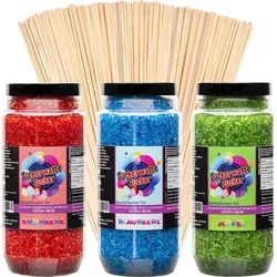 Zuckerwatteset Grob 3x700 g mit 100 Stäben - Blaubeere, Erdbeere, Apfel - Sonstige Süßigkeiten: Großes Set mit 3 Geschmacksrichtungen, ideal für Zuckerwatte-Maschinen und perfekt als Geschenk. Hergestellt aus hochwertigem Zucker in Deutschland.