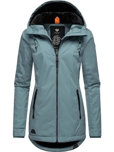RAGWEAR Zuzka Winterjacke Damen, blau, Gr. S - Funktionsjacke - Wasserdichter Winterparka mit kuscheligem Teddyfleece Innenfutter, modisch tailliert und ideal für kalte Tage.