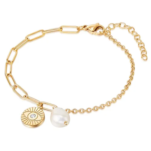 Valero Pearls Damen Armband aus Edelstahl mit Preciosa Süßwasser-Zuchtperle - Armbänder für Damen – Elegantes Armband mit ca. 8,0 mm Süßwasser-Zuchtperle, ideal als Geschenk in attraktiver Schmuckbox