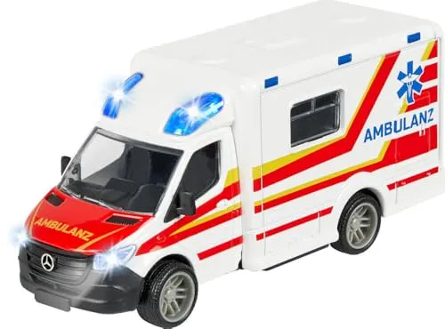 Majorette Mercedes-Benz Sprinter Krankenwagen Spielzeug (15 cm) - Spielzeugauto mit Licht & Sound, Gummireifen, ab 3 Jahren - 213712001