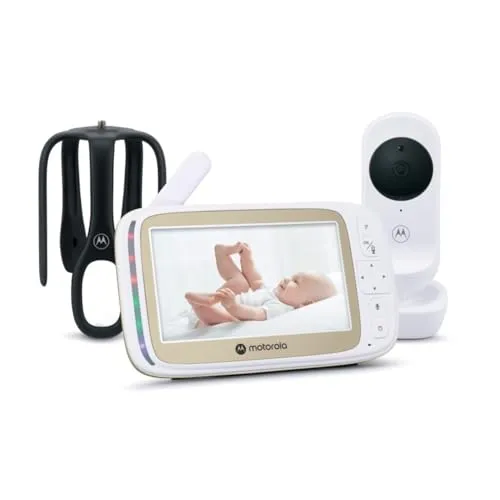 Motorola Nursery VM45 Connect Babyphone mit WLAN-Kamera und 5-Zoll-Monitor, 720p HD-Vision, Gegensprechfunktion, Temperaturregelung, Stargrip-Kinderbetthalterung, große Reichweite
