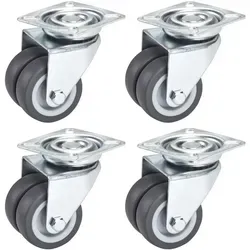 So-tech - 4er Set Doppel-lenkrolle Ø 50 Mm 4x Ohne Bremse, Tragkraft Max. 100 Kg Pro Rolle