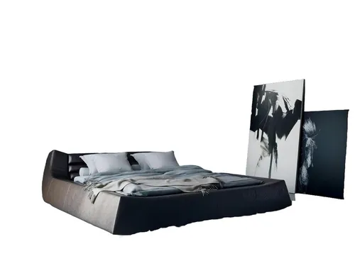 Luxus Polsterbett Ehebett 180x200cm aus Leder