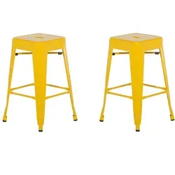 Cabrillo Hocker 2er Set in industriellem Stil in gelb von Beliani