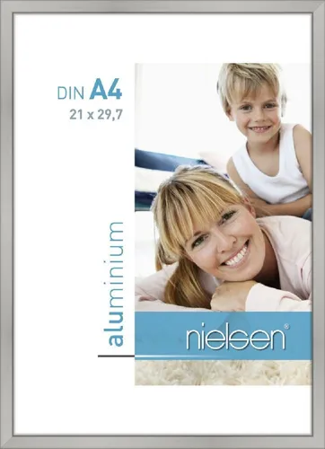 Alurahmen Classic 21x29,7 cm silber matt - Bilderrahmen aus hochwertigem Aluminium, ideal für Ihre Kunstwerke und Fotos, mit elegantem, mattem Silber-Finish für einen modernen Look.