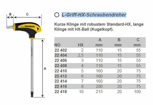 Proxxon 22402 FLEX-DOT-Schraubendreher mit L-Griff,  HEX 2