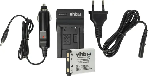 vhbw Ladezubehör-Set kompatibel mit SeaLife Reefmaster DC1400, DC1200, DC-1200 Kamera - 1x Ladeschale, 1x KFZ-Ladeadapter, 1x Akku, 1x Stromkabel