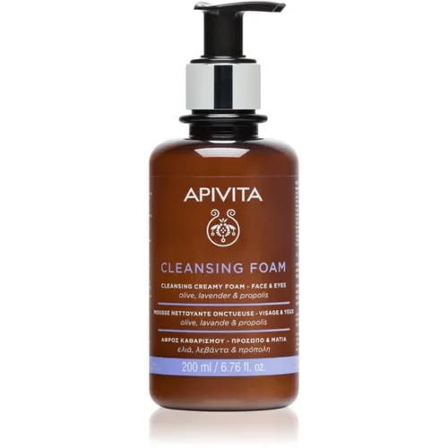 Apivita Cleansing Foam Face & Eyes – sanfter Reinigungsschaum für Gesicht und Augen - Reinigungsschaum für das Gesicht, 200 ml, entfernt sanft Make-up, auch im Augenbereich, und sorgt für eine mattere Haut mit antioxidativen Eigenschaften.