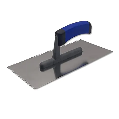 DEWEPRO Zahnkelle PROFI 270 x 130 mm – Zahnspachtel Aus Edelstahl Mit Zahnung 4 x 4 mm – Glättekelle Gezahnt Mit Ergonomischem 2-Komponenten-Griff Für Fliesenkleber Und Mörtel