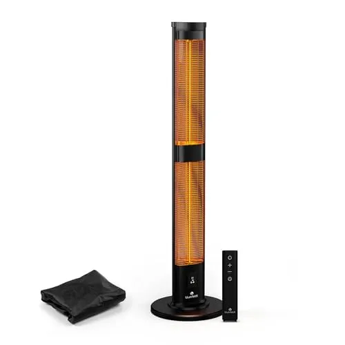 blumfeldt BlazeTower Infrarotheizung - 3000 W für Terrasse - Heizstrahler mit 3000 W Leistung, wetterfest (IP45) und ideal für den Außenbereich. Mit Fernbedienung und 24-Stunden-Timer für bequemes Heizen auf der Terrasse.