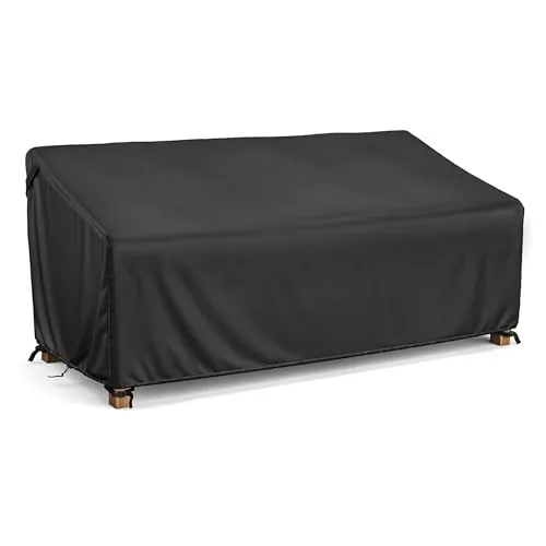 LCGOD Gartenbank Abdeckung 2 Sitzer 600D wasserdicht 134x66x63cm | Winddicht, Anti-UV, reißfestes Oxford-Gewebe, wasserabweisend, für 2-Sitzer Gartenbank, Terrasse, Balkon, langlebig, Schwarz