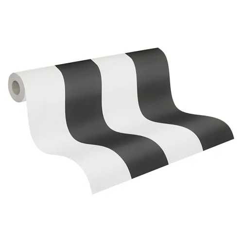 A.S. Création Vliestapete Elegance Tapete Streifentapete 10,05 m x 0,53 m schwarz weiß Made in Germany 334213 3342-13