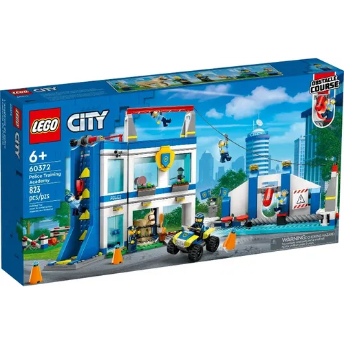 LEGO 60372 City Polizeischule - Bauspielzeugset mit modularem Polizeistation-Design, Hindernisstrecke, Quad und 6 Minifiguren, ideal für kleine Polizei- und Reitfans ab 6 Jahren.