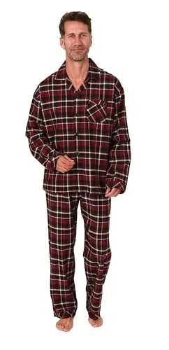 Normann Herren Flanell Schlafanzug Pyjama - Karo Optik, Größe: 52, Farbe: Rot - KUSCHELIG WARM: Hochwertiger Flanell Pyjama mit eleganter Karo Optik, ideal für kühle Nächte. Brusttasche und in Übergrößen erhältlich. Vertrauen Sie auf die Qualität von Normann, einem erfahrenen Familienunternehmen.