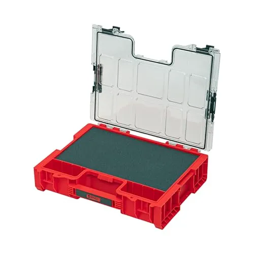 Qbrick System PRO 300 MFI RED ULTRA HD Organizer - Werkzeugkoffer mit 9 l Volumen, stapelbar und wasserdicht (IP54) – ideal für Ordnung und Schutz Ihrer Werkzeuge.