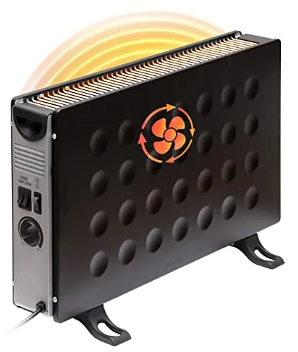 Brollux Elektroheizung 2000W mit Lüfter LUX8B mobiles Heizgerät Elektroheizkörper Konvektor Elektrische Heizung Thermostat schwarz