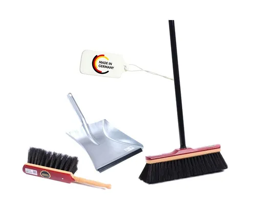 BawiTec Echt-Rosshaar Kehrset 2tlg. mit Teleskopstiel - Schaufel- & Besensets: Hochwertiges Rosshaarbesen-Set für gründliche Sauberkeit, hergestellt in Deutschland, inklusive verstellbarem Teleskopstiel und stabiler Kehrschaufel.