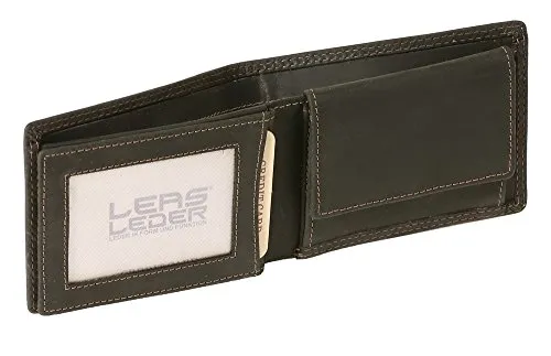 LEAS MCL Mini-Geldbörse extra dünn mit Klappe im Querformat Echt-Leder, schwarz